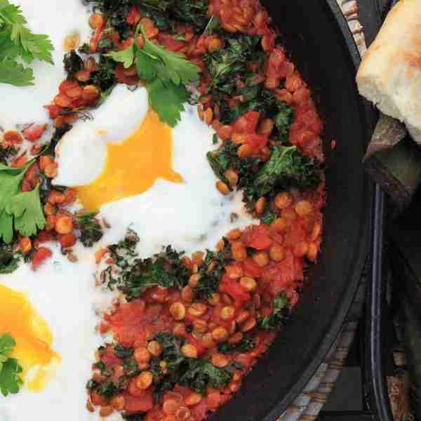 Spicy Tomato Sauce With Lentils and Baked Eggs Recipe