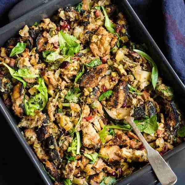 Recipe: Grilled Bread Dressing with Cranberries and Leeks