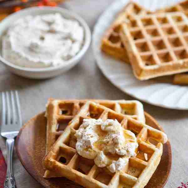 Recipe: Eggnog Waffles with Spiced Whipped Cream