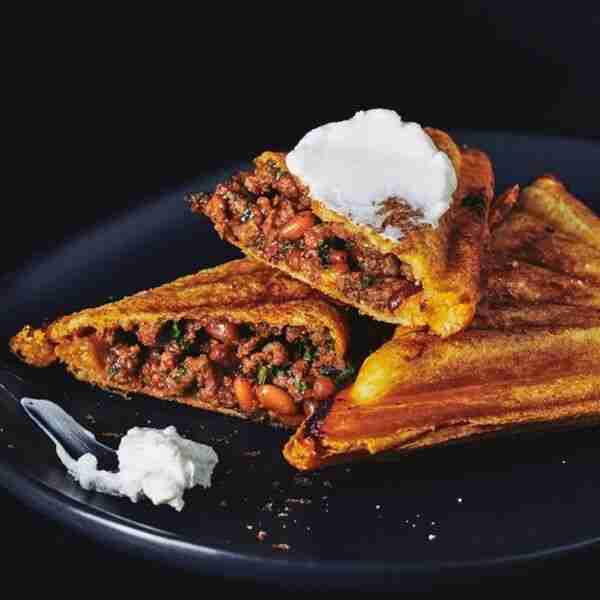 Darren Purchese’s spicy lamb mince jaffle