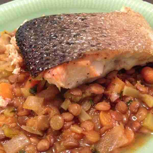 Ina Garten’s Green Lentils and Salmon