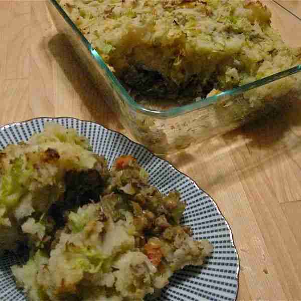 Lentil shepherds pie with colcannon topping