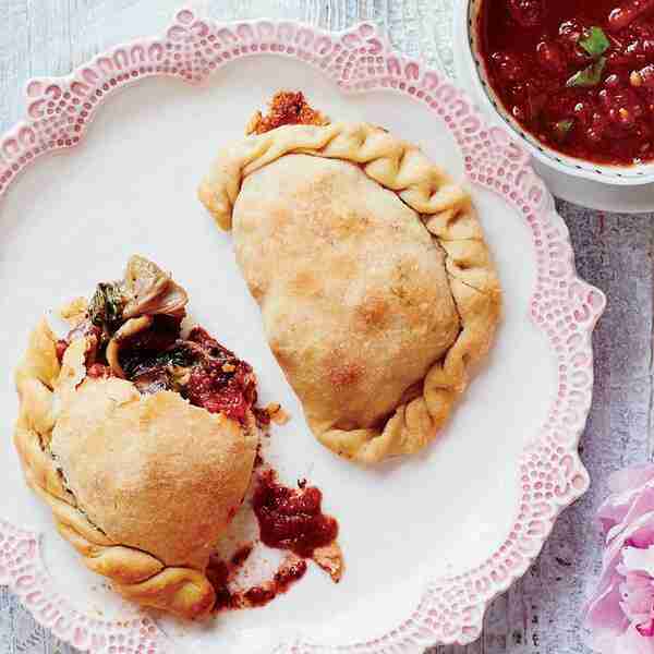 Mini Kale-Mushroom Calzones with Smoked Mozzarella