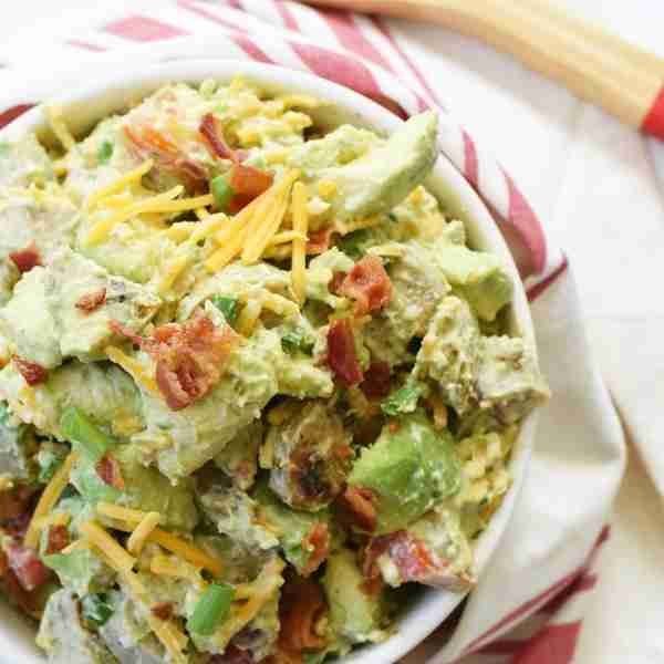Keto Chicken Sausage Salad with Bacon, Cheese, and Avocado