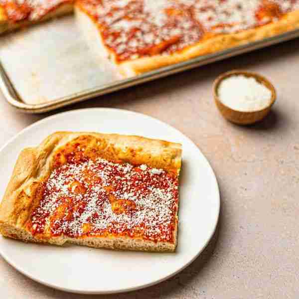 Homemade Philadelphia Tomato Pie-Style Pizza Recipe