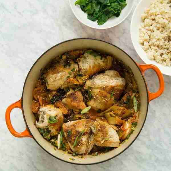 Easy Braised Chicken with Kimchi