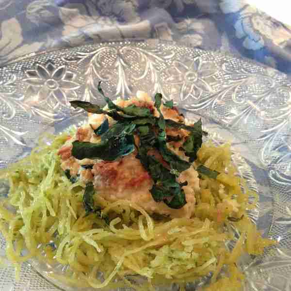 Spaghetti Squash with Chicken Parmesan
