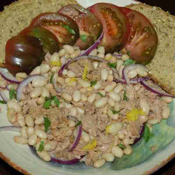 Tuna and White Bean Salad with Warm Lemon Oil and Red Onion