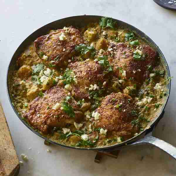Smoky Southwest Chicken Thighs with Charred Corn & Poblano Gnocchi