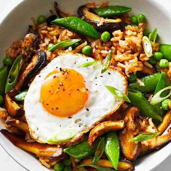 Veggie Fried Rice With Frizzled Eggs