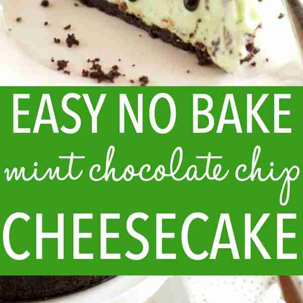 Easy No Bake Mint Chocolate Chip Cheesecake