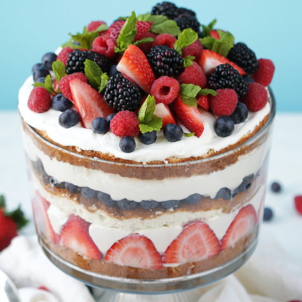 Homemade Angel Food Cake Trifle Recipe with Fresh Berries
